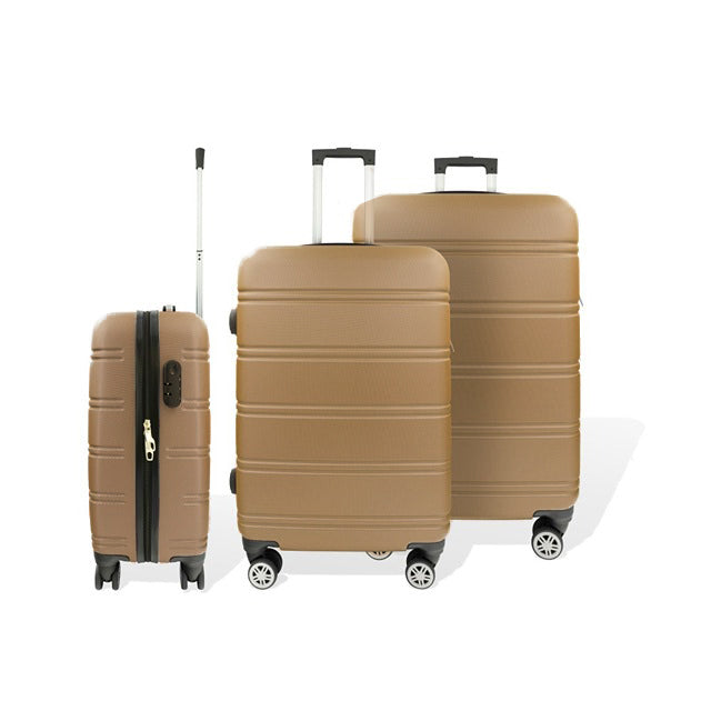 HOFFMANS WAVELINE 3PC LUGGAGE SET 4 WHEEL