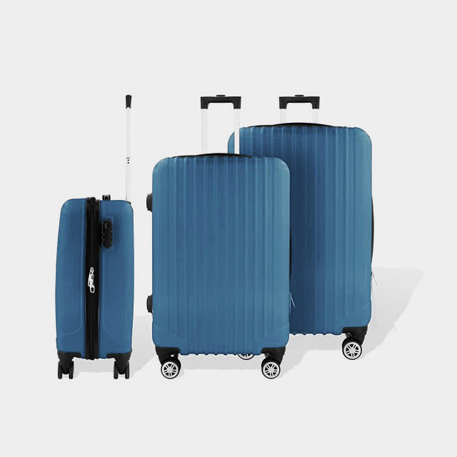HOFFMANS WAVELINE 3PC LUGGAGE SET 4 WHEEL