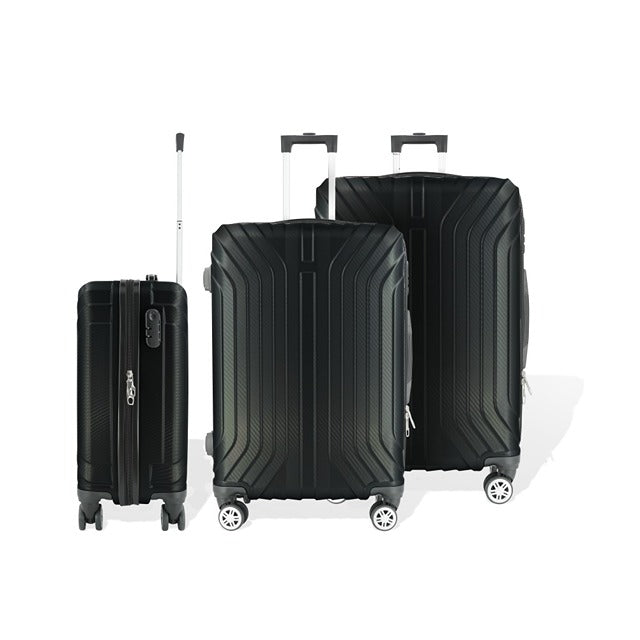 HOFFMANS WAVELINE 3PC LUGGAGE SET 4 WHEEL