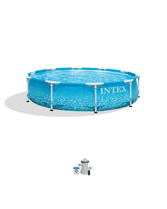 INTEX 10'X30" BEACHSIDE METAL FRAME POOL SET W/FILTER PUMP