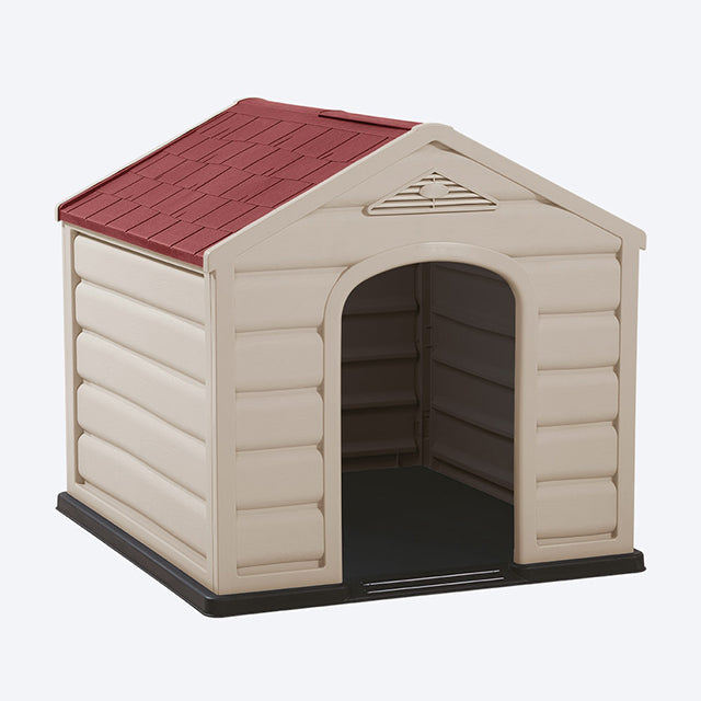 Rimax Resin Dog House for Medium/ Large Breeds, Taupe/Black, 36"