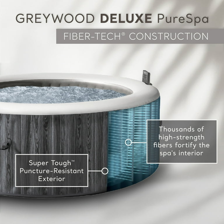 INTEX PureSpa Plus Greywood Deluxe 4 Person Inflatable Spa w/ Jets