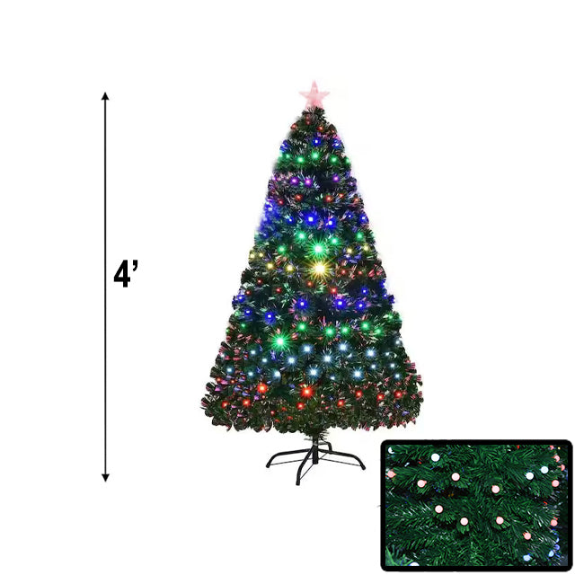 XMAS TREE 4FT W/FIBRE OPTIC & LED CHERRY BULBS