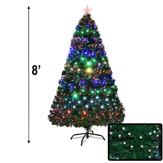 XMAS TREE 8FT W/FIBRE OPTIC & LED CHERRY BULBS