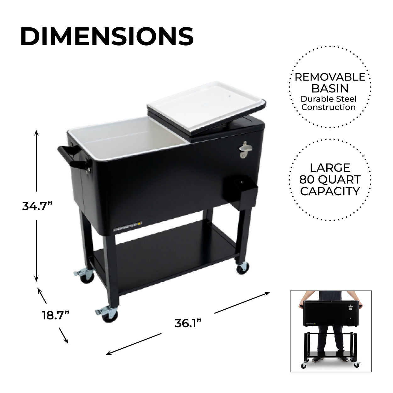 PERMASTEEL 80QT DETACHABLE COOLER