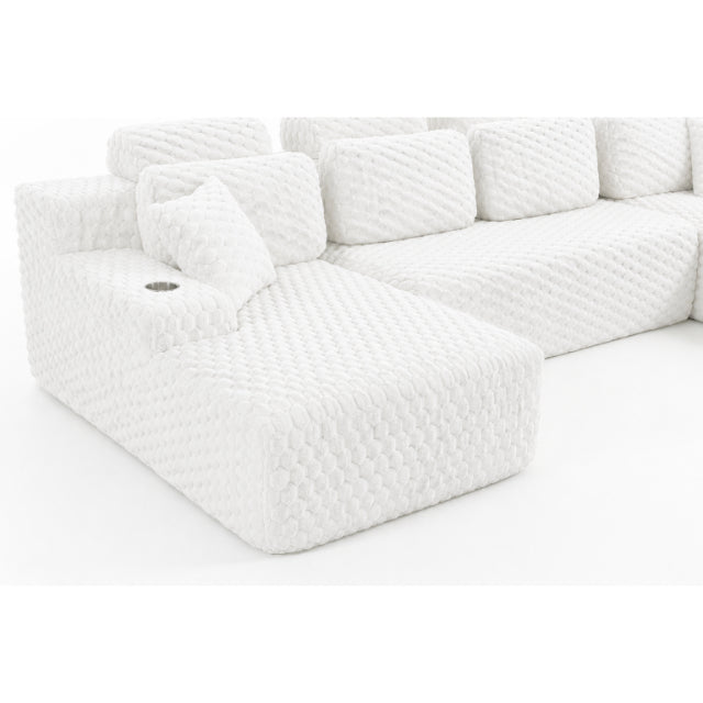 COMPRESSED U SHAPED SECTIONAL W CUP HOLDERS