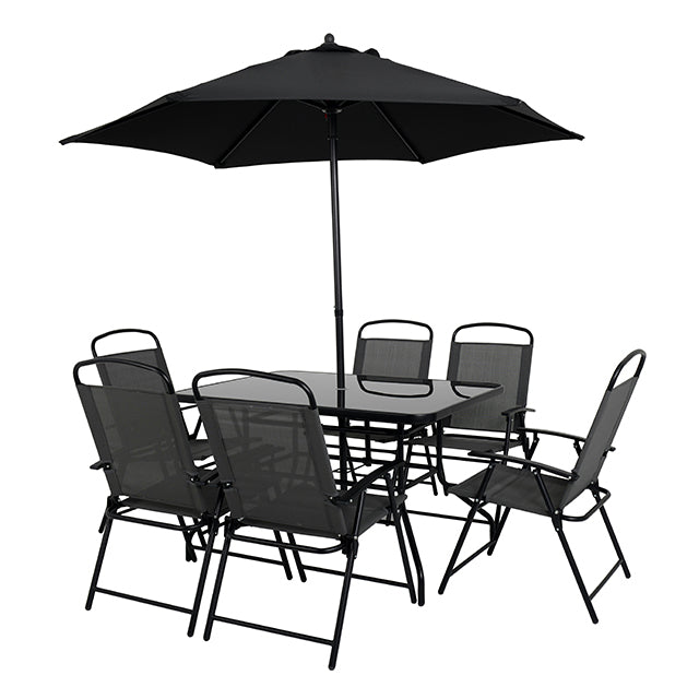 HOME ACCENTS 8PC PATIO DINING SET W/UMBRELLA
