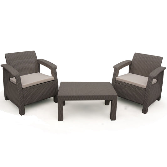 COASTLINE PARIA 3PC OUTDOOR PATIO SET GREY