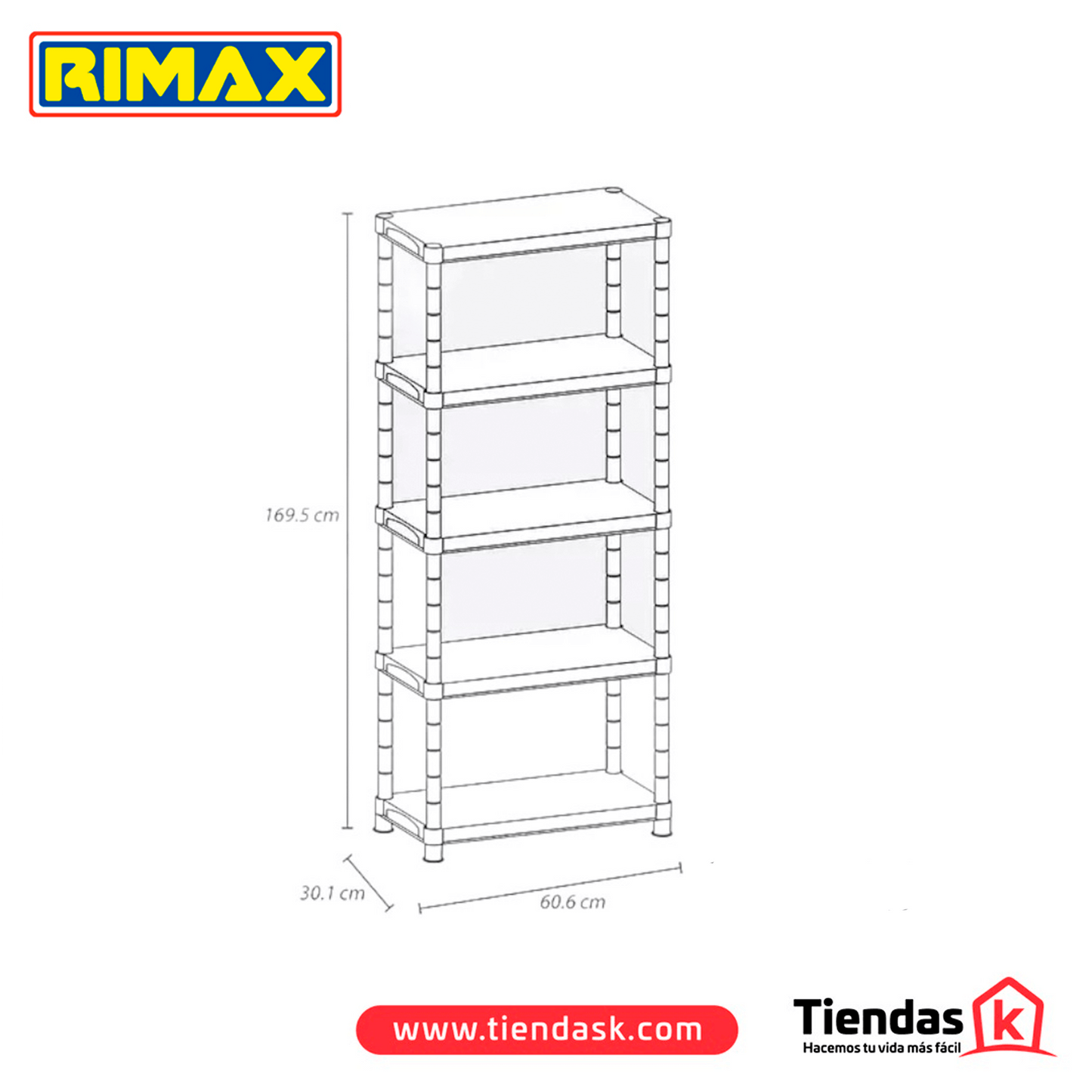 RIMAX 15IN 5 TIER SOLID SHELF RAINBOW
