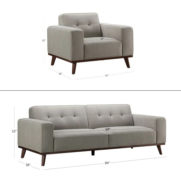 VICENZA 3 PIECE SOFA SET GREY
