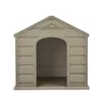 Rimax Resin Dog House for Small Breeds, Taupe/Black, 24" W