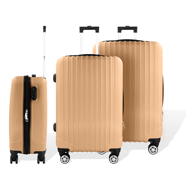 HOFFMANS WAVELINE 3PC LUGGAGE SET 4 WHEEL