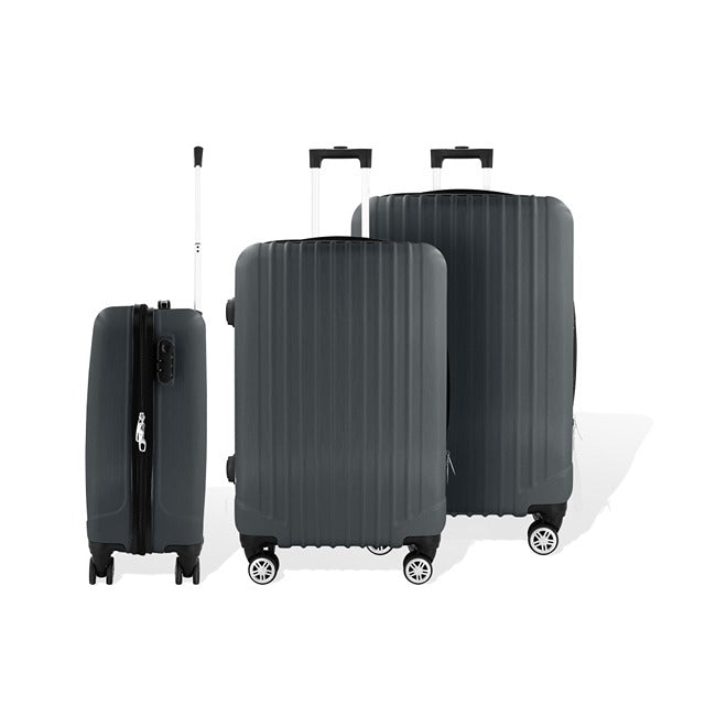 HOFFMANS WAVELINE 3PC LUGGAGE SET 4 WHEEL