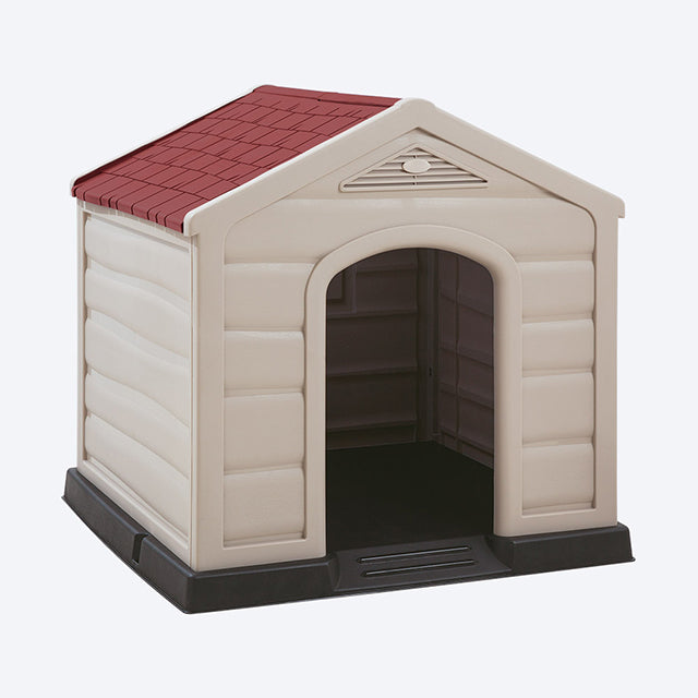 Rimax Resin Dog House for Medium/ Large Breeds, Taupe/Black, 36"