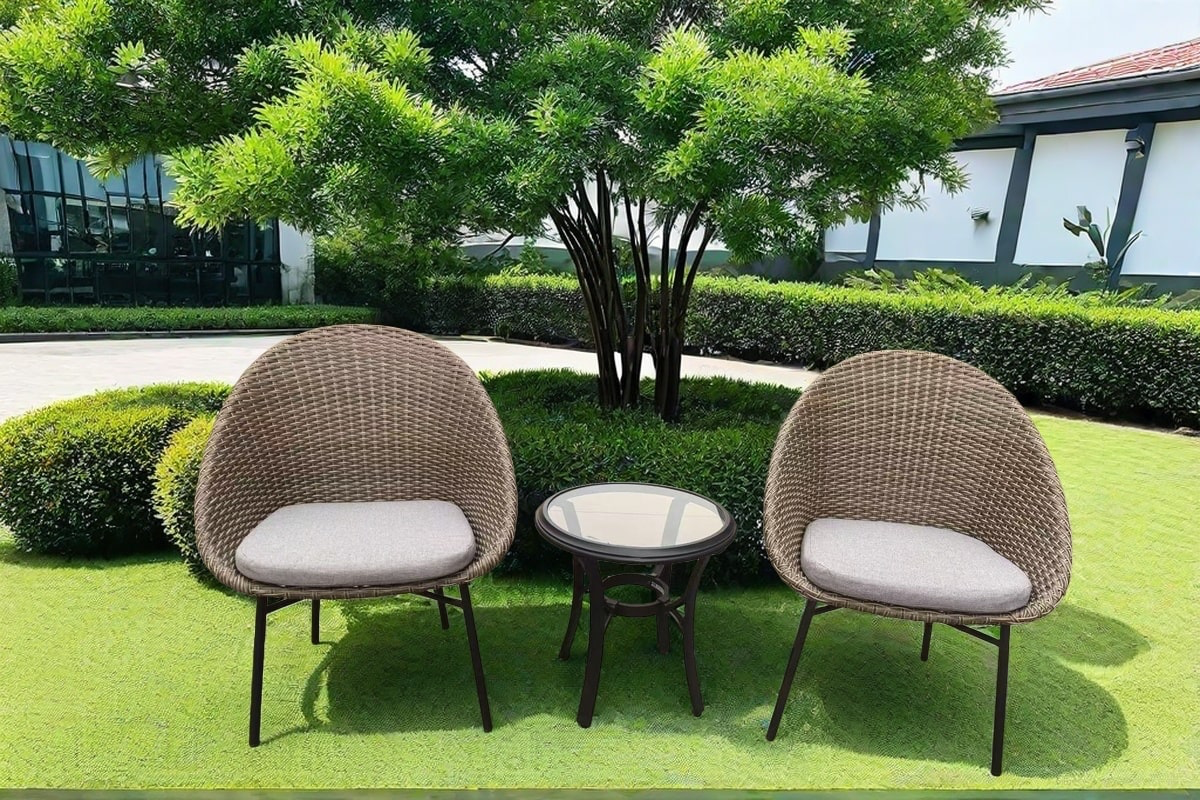 3 Pc Patio Set Light Brown