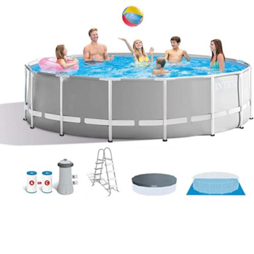 Intex 15ft x 48in Prism Frame Pool Set with Ladder, Cover, & Pump