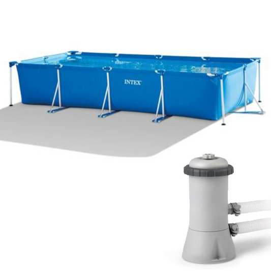 Intex Metal Frame Pool Approx 15 x 7.3 x 33in Ft Pool with 530 gph