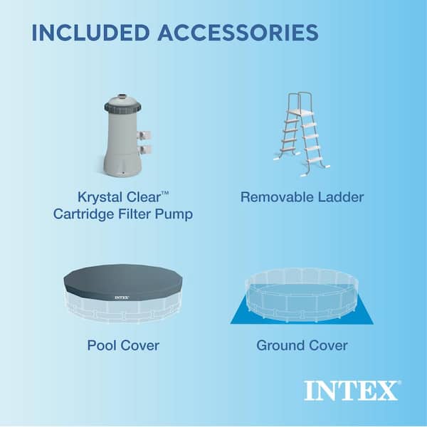 Intex 15ft x 42 in Prism Frame Pool Set with Ladder, Cover, & Pump
