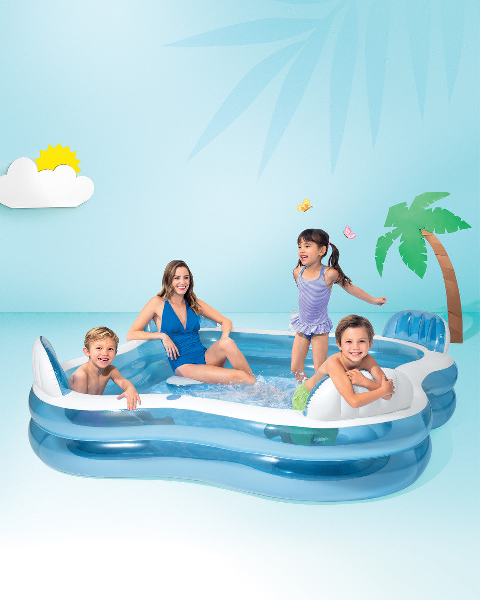 INTEX 90"x90"x26" SWIM CENTER FAMILY LOUNGE POOL W/SEATS