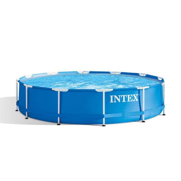 Intex 10 ft x 30 in Metal Frame Round Above Ground Pool Only