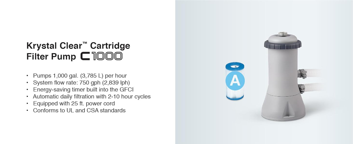 Intex 14ft x 42in Prism Frame Premium Above Ground Swimming Pool Set: with Filter, Pump, Ladder, Cover, Ground Cloth