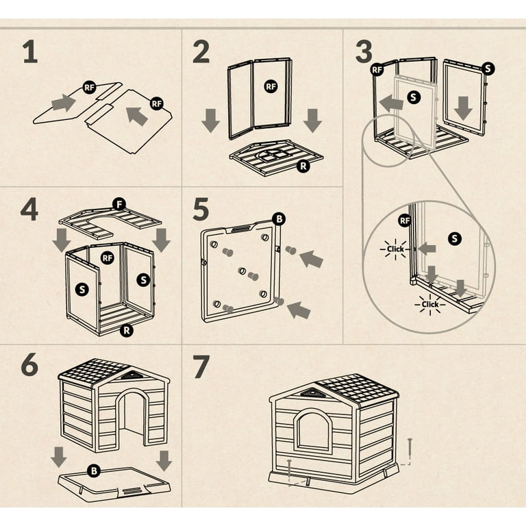 Rimax Resin Dog House for Medium/ Large Breeds, Taupe/Black, 36"