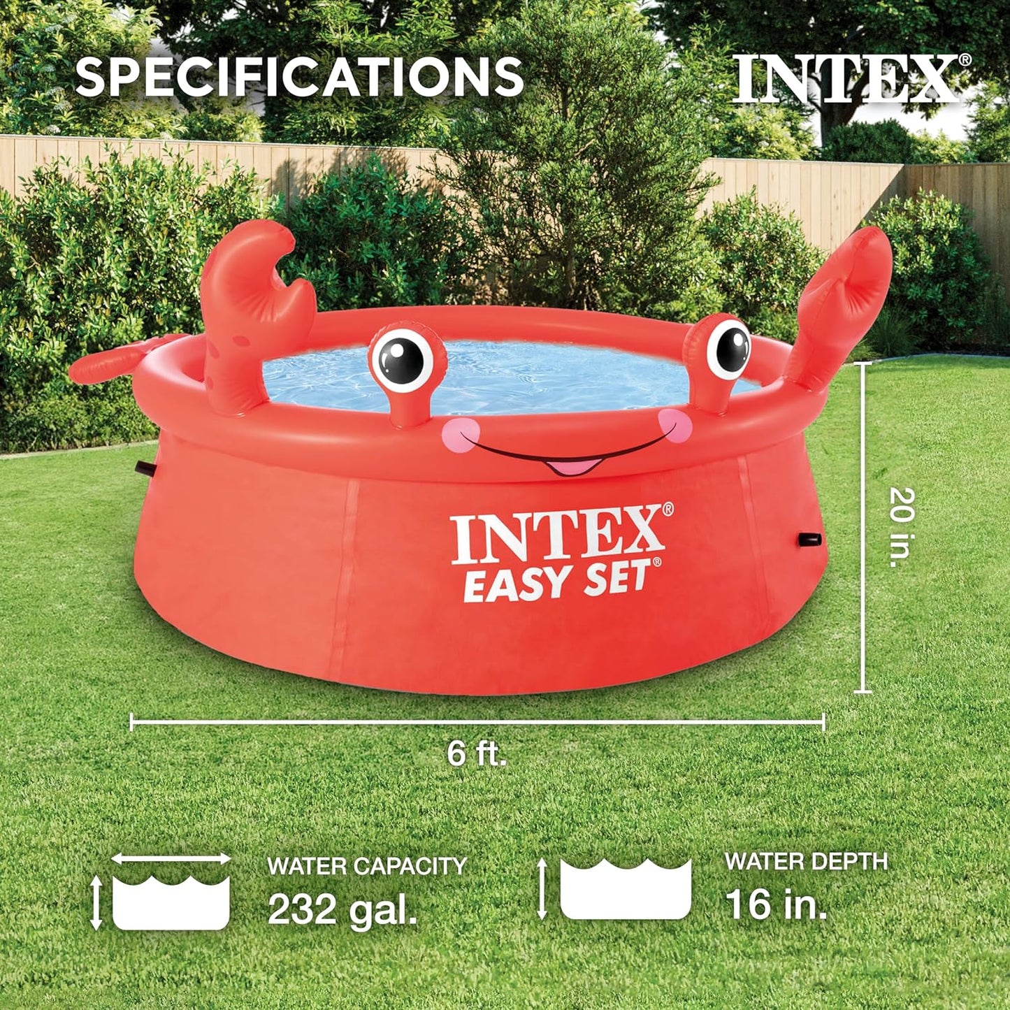 INTEX 6'X20" HAPPY CRAB EASY SET POOL