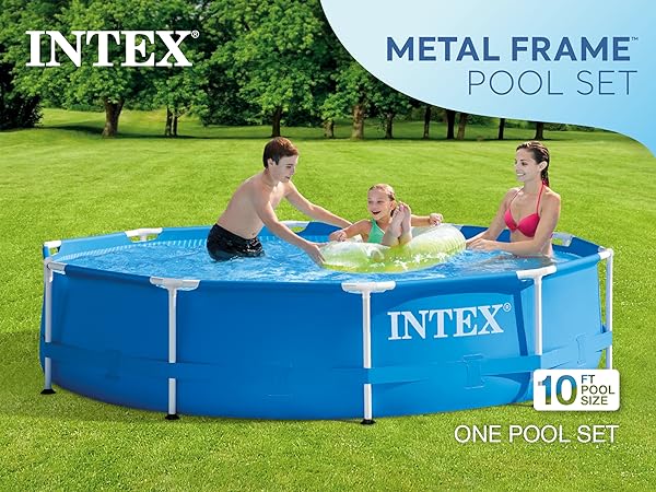 Intex 10 ft x 30 in Metal Frame Round Above Ground Pool Only