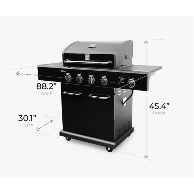 KENMORE 4 BURNER W/SIDE BURNER GRILL  ALL BLACK STAINLESS STEEL
