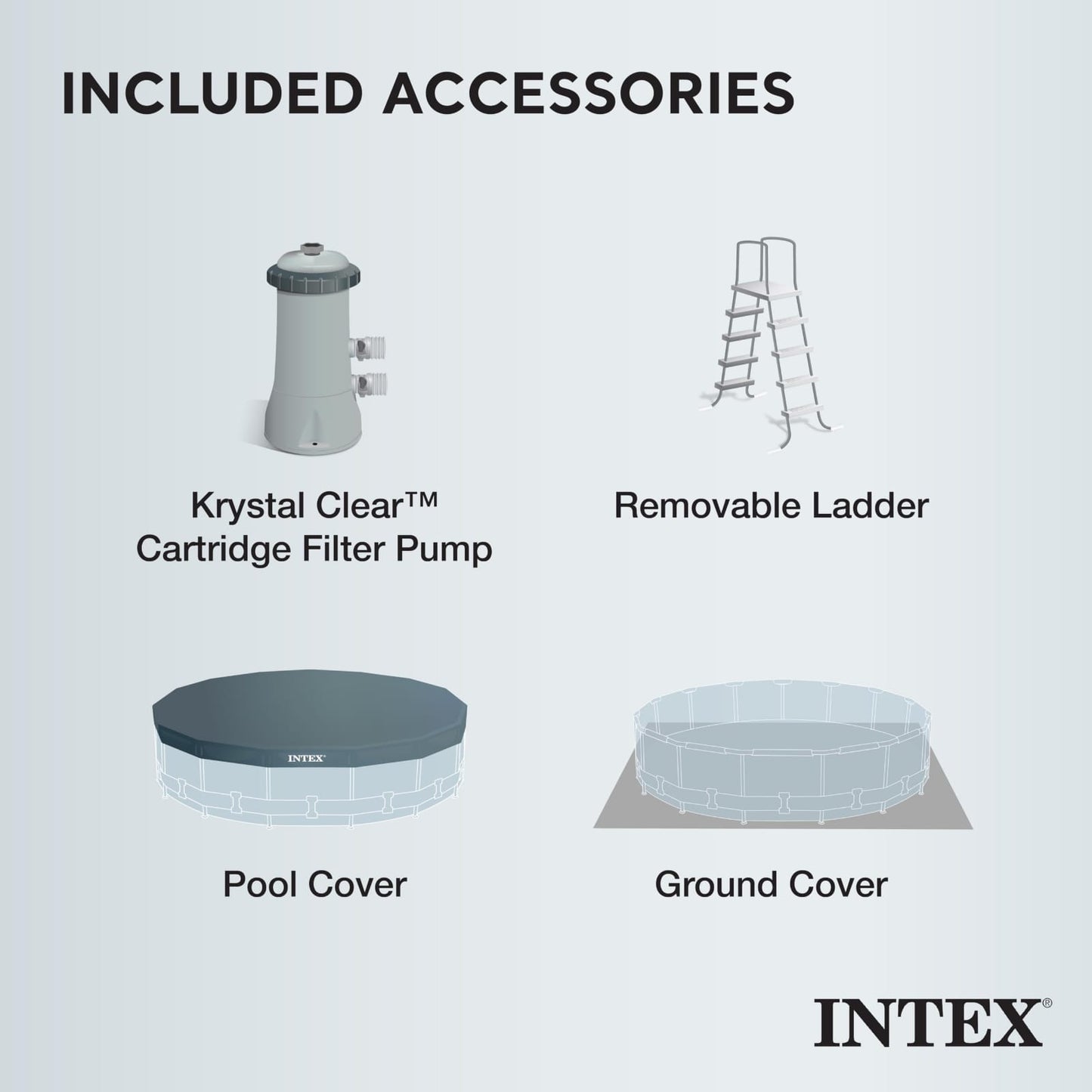 Intex 15ft x 48in Prism Frame Pool Set with Ladder, Cover, & Pump