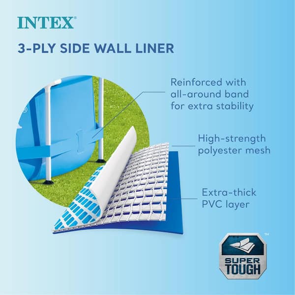 Intex 14ft x 42in Prism Frame Premium Above Ground Swimming Pool Set: with Filter, Pump, Ladder, Cover, Ground Cloth