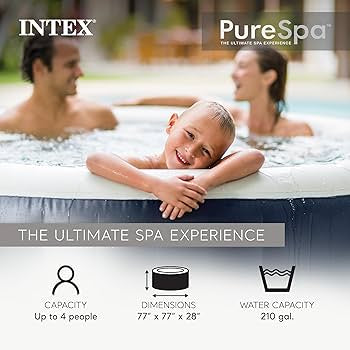 INTEX PureSpa Plus Greywood Deluxe 4 Person Inflatable Spa w/ Jets