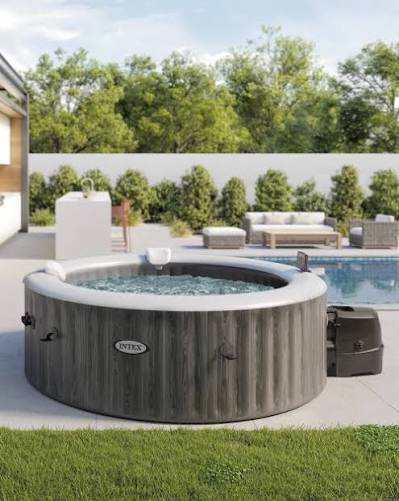 INTEX PureSpa Plus Greywood Deluxe 4 Person Inflatable Spa w/ Jets