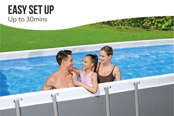 16ft x 8ft x 48in Dark Grey Rectangular Steel Pro Max Above Ground Pool Set