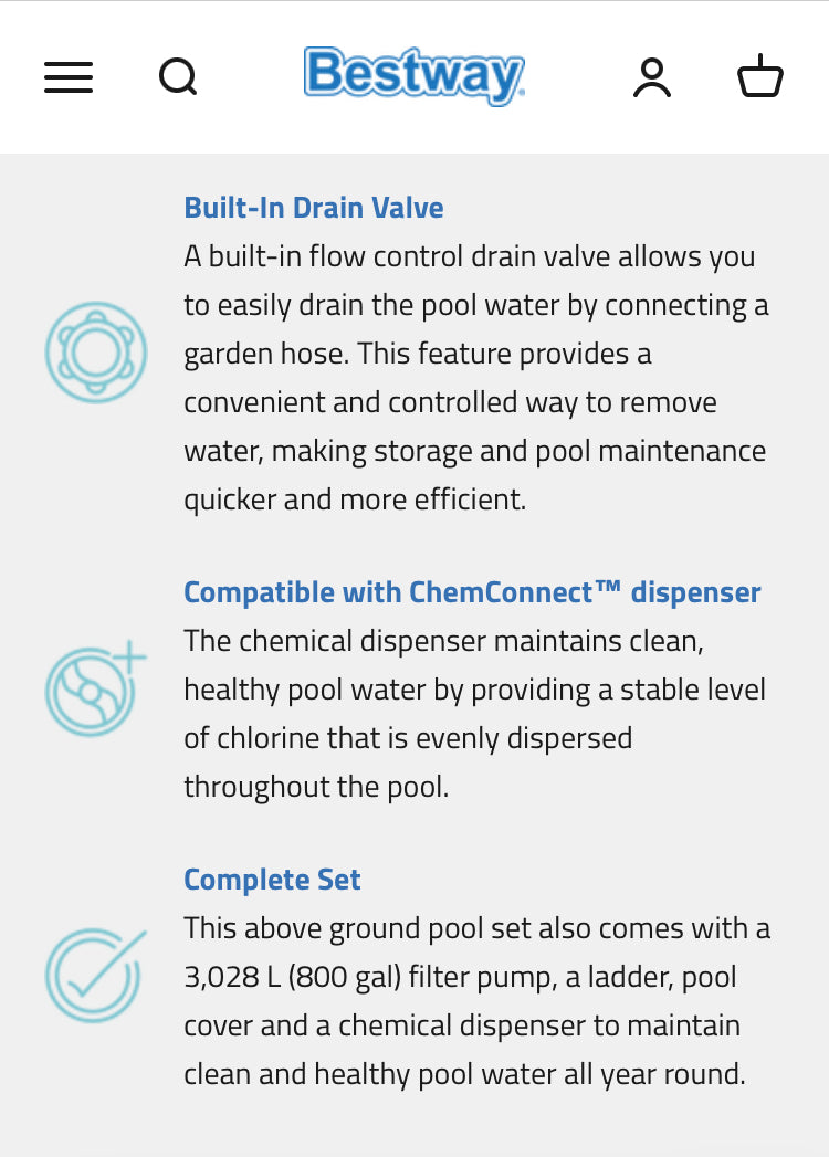 16ft x 8ft x 48in Dark Grey Rectangular Steel Pro Max Above Ground Pool Set