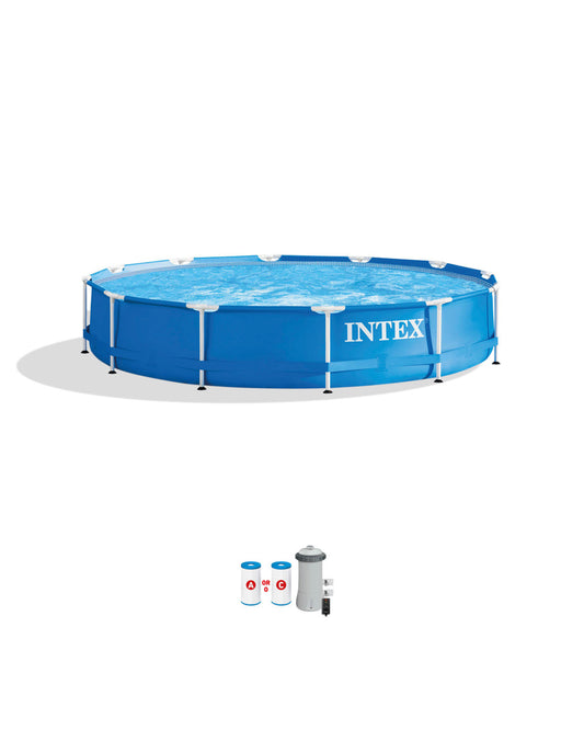 Intex Metal Frame Pool 12 Ft x 30 inch with pump & filter