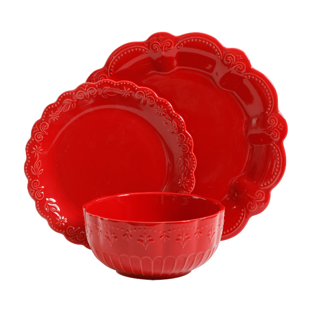 The Pioneer Woman Toni Red Dinnerware Set, 12-Piece