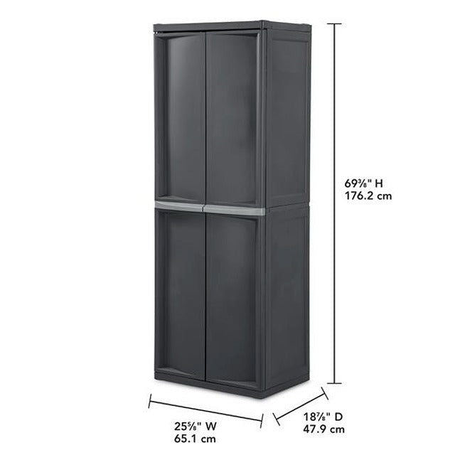 STERILITE 4 SHELF UTILITY CABINET GRAY W/HANDLES