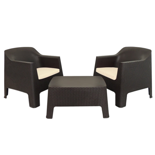 DUO RATTAN 5PC SET BROWN