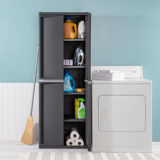 STERILITE 4 SHELF UTILITY CABINET GRAY W/HANDLES
