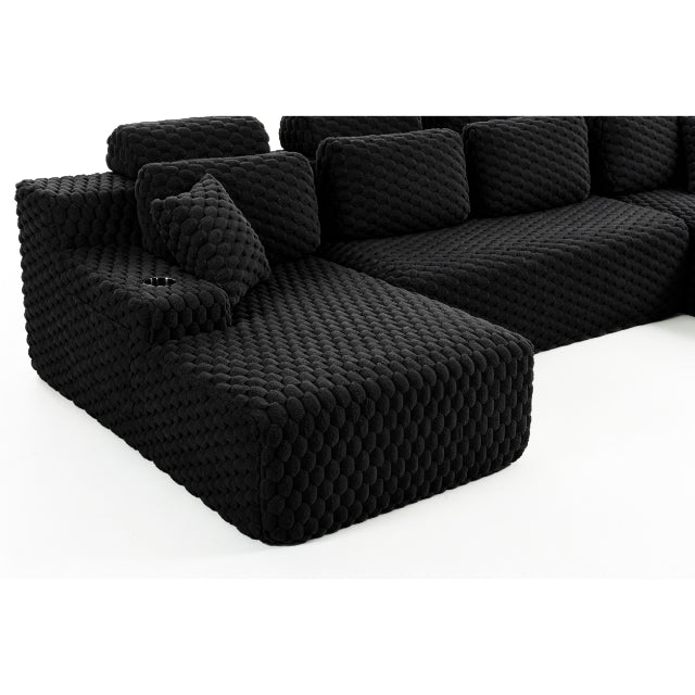 COMPRESSED U SHAPED SECTIONAL W CUP HOLDERS