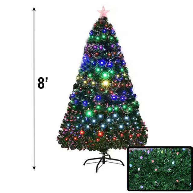 XMAS TREE 8FT W/FIBRE OPTIC & LED C3 BULBS