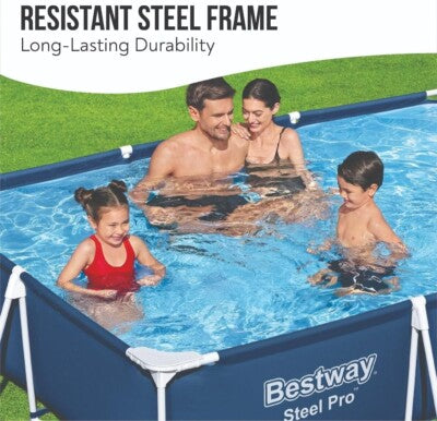 Bestway Steel Pro Rectangular Pool with Steel Frame 9 Ft 10 inch x 6 Ft 7 inch x 26 inch