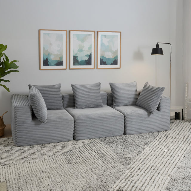 COMPRESSED MODULAR SECTIONAL COUCH WITH OTTOMAN