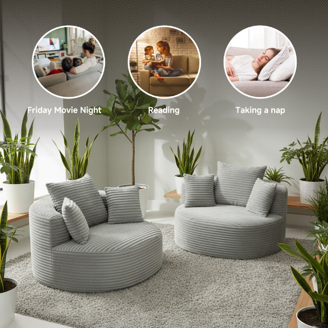 COMPRESSED ROUND OVERSIZED BARREL CHAIR