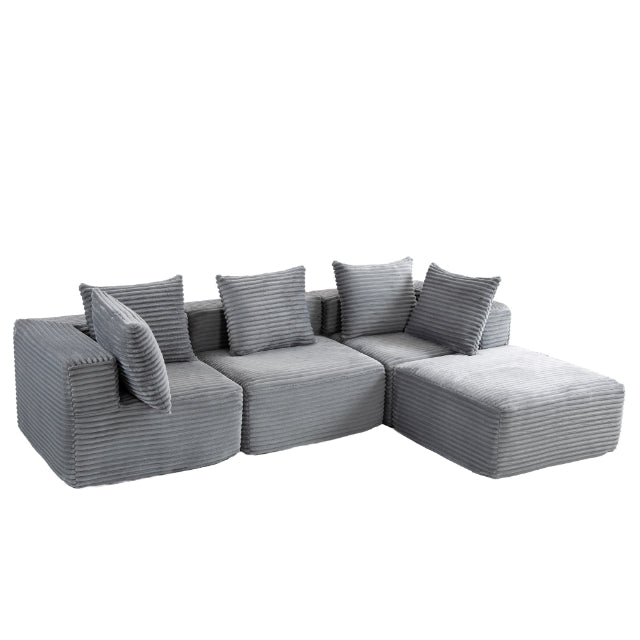 COMPRESSED MODULAR SECTIONAL COUCH WITH OTTOMAN