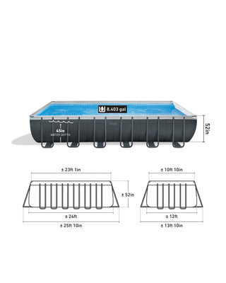 Rectangular Ultra XTR® Frame Above Ground Pool w/ Sand Filter Pump - 24' x 12' x 52