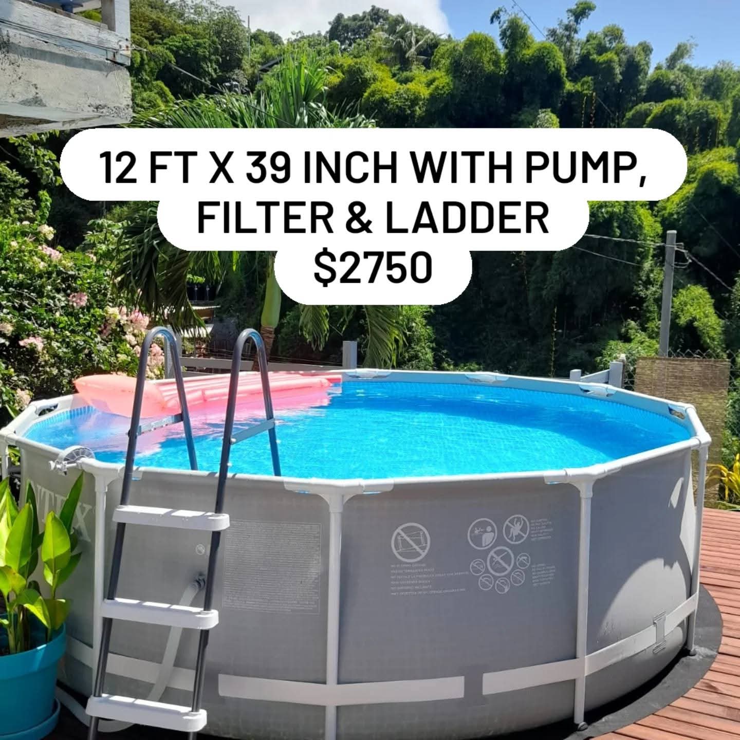 Intex 12 Ft x 39 inch with Pump, Filter, Ladder & Cover