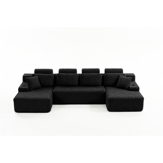 COMPRESSED U SHAPED SECTIONAL W CUP HOLDERS