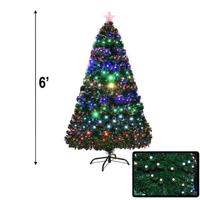 XMAS TREE 6FT W/FIBRE OPTIC & LED CHERRY BULBS